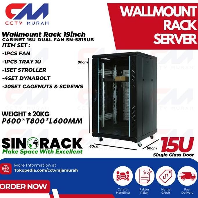 Wallmount Rack Server 15U, Rak Server Single Door 15U Besar New Stok