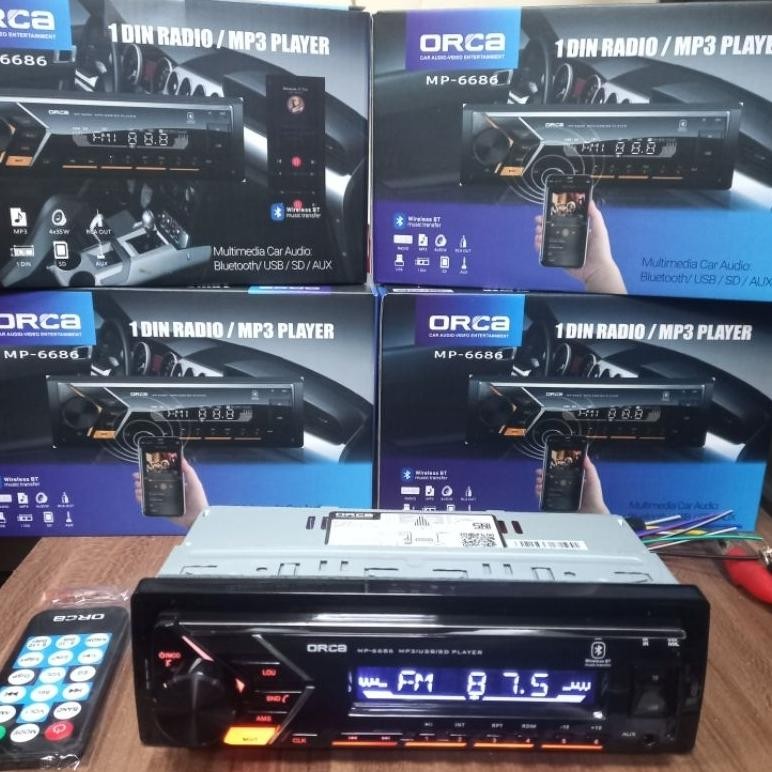 Single din Orca MP3 Bluetooth Tape Head Unit Mobil Univesal