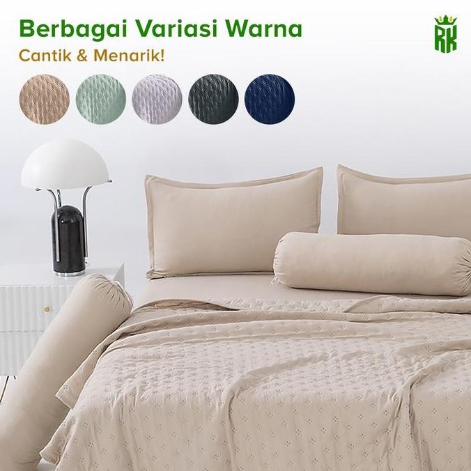 RAJA Set Bedcover Sprei Sarung Bantal Guling Korea Style Set Seprei & Selimut Warna Abu Hijau Ungu K