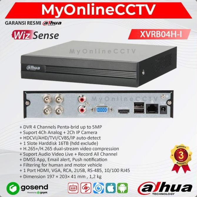 XVR1B04H-I DAHUA DVR KAMERA CCTV 4CH WIZSENSE COOPER UP TO 5MP