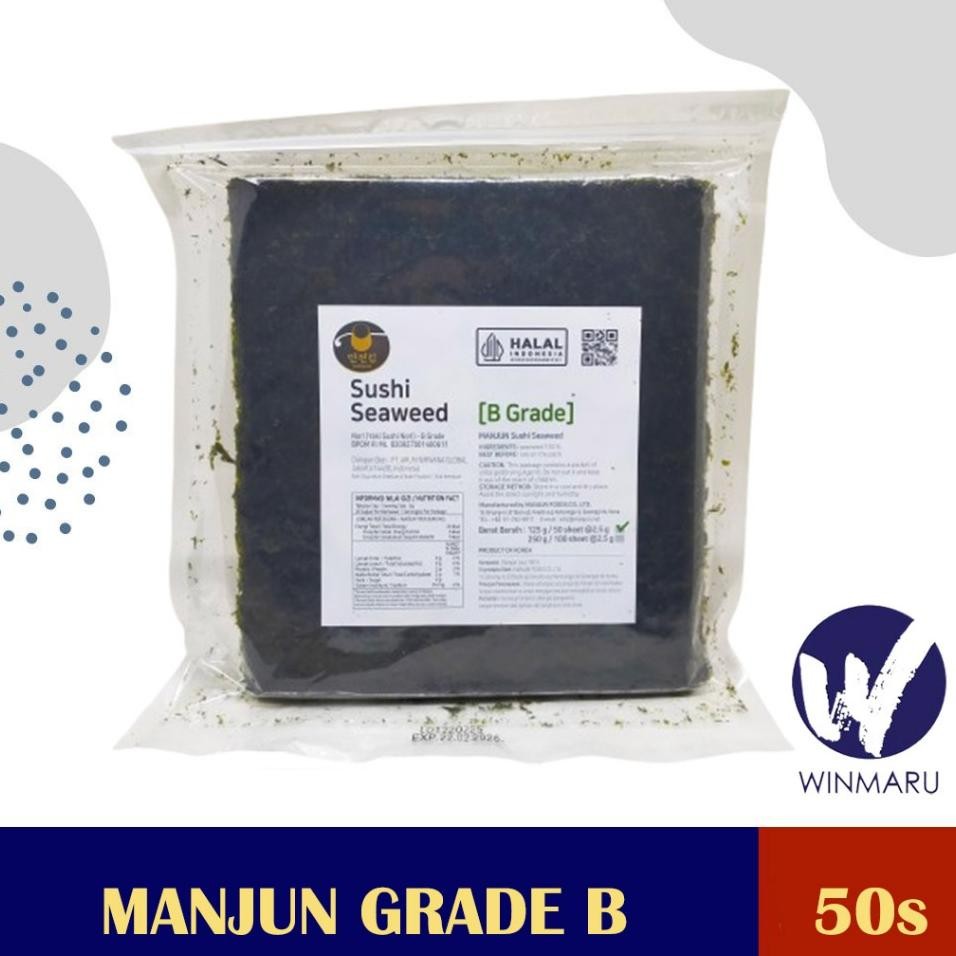 

Manjun Yaki Sushi N Seaweed Rumput Laut 50 Sheetslembar Manjun Grade B
