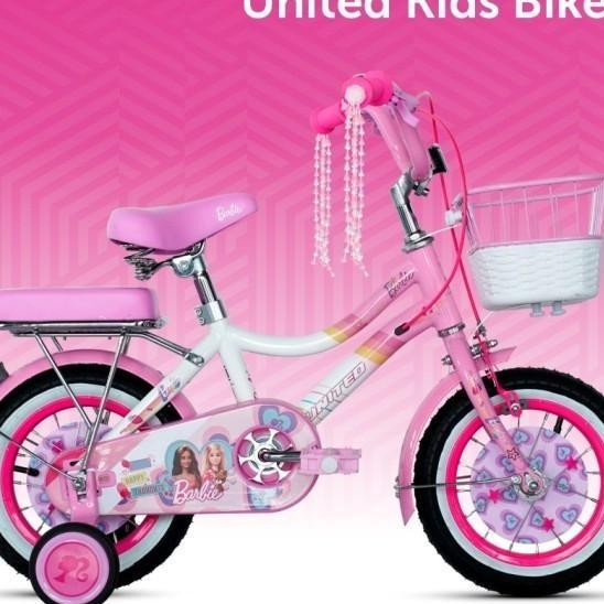 Sepeda Mini 12 16 18 Inch United Barbie Anak Cewek Usia 28 Tahun Keranjang Besi Innercable Hh Qualit
