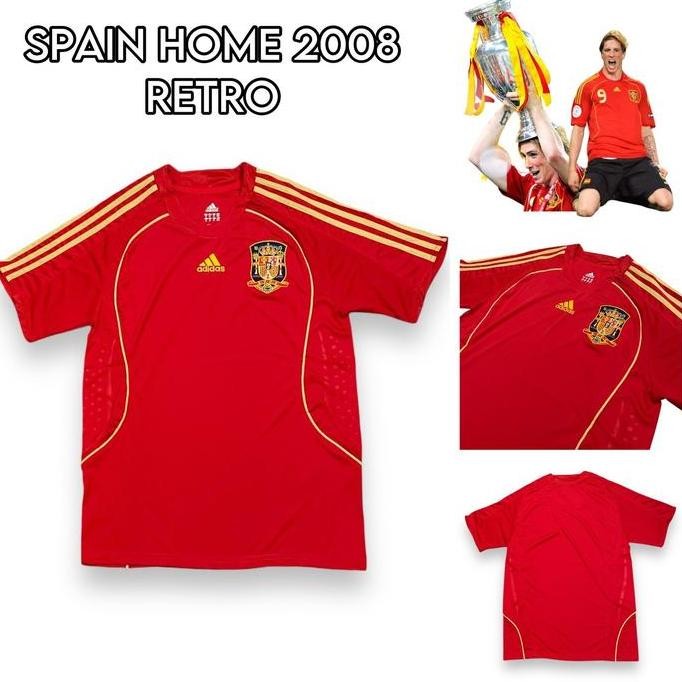 Jersey Bola Retro Spanyol Spain Vintage Home Euro 2008 GO Quality
