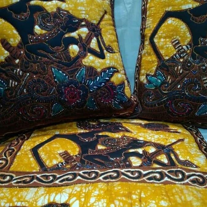 SBK Sarung Bantal Kursi Wayang Batik 1 set 5 bantal dan 1 taplak meja