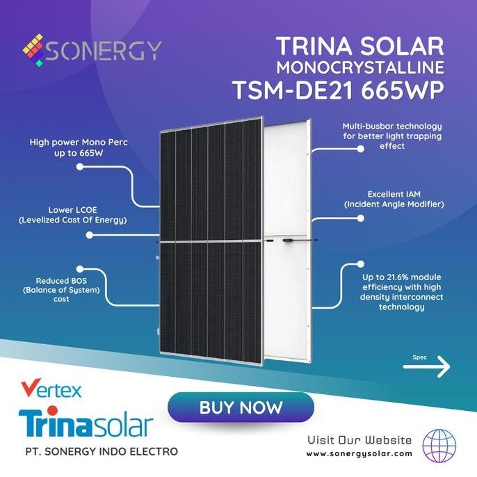 ready Solar Panel / Panel Surya Trina Vertex Monokristalin 665WP