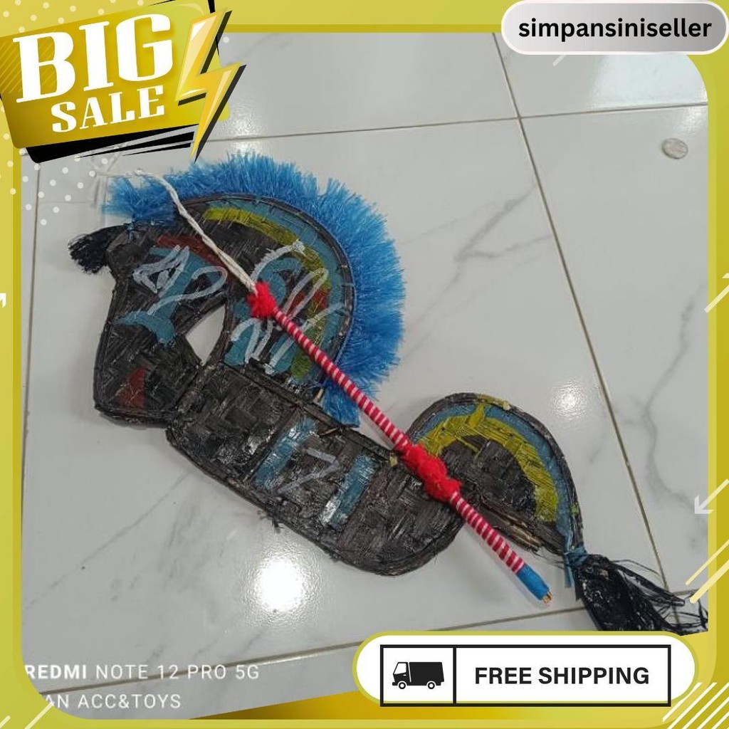 Mainan Tradisional Kuda Lumping Bonus Pecut / Kuda Lumping + Cambuk / Pecut 6.6