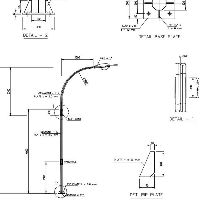 Tiang pju oktagonal single parabola 7 meter hotdeep galvanized