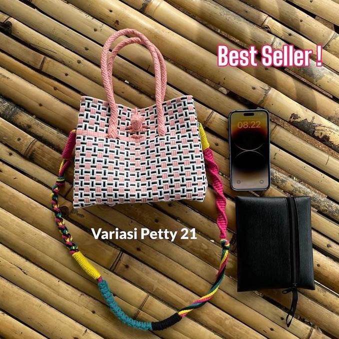 Tas Wanita plastik Jali Petty Mini Kecil Muat 1kg Bisa COD Petty Bag Anyaman Ready Stok
