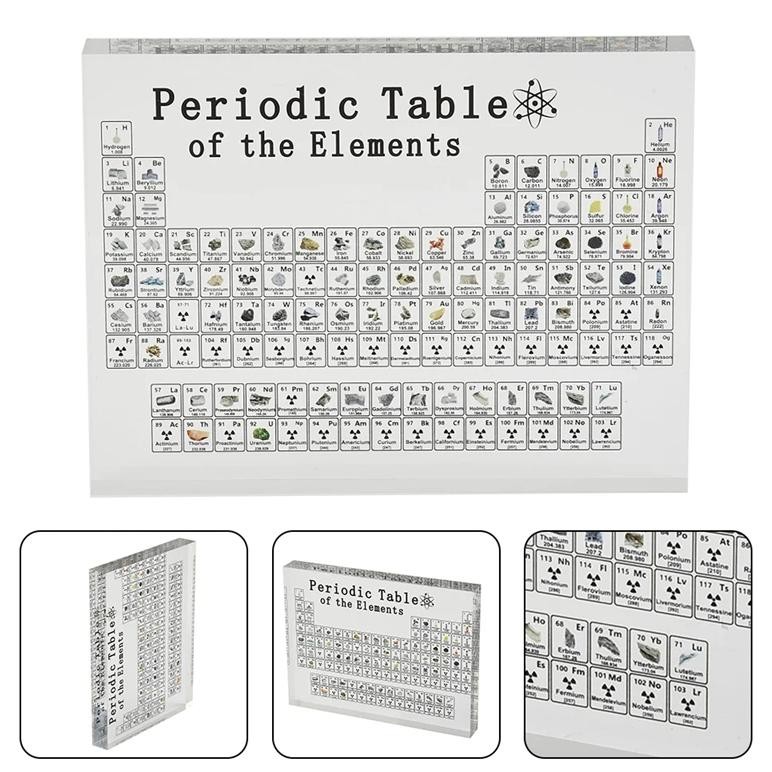 

JH8 Untuk Unsur Kimia Mengajar 83butir Periodic Table Ornamen Meja Periodik Kristal Akrilik Transparan Ornamen Teknologi Pajangan Frame-L