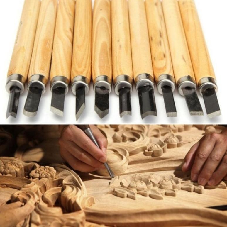 

JH8 Set Pisau Ukir 10 in 1 Alat Pahat Kayu Wood Carving Knife