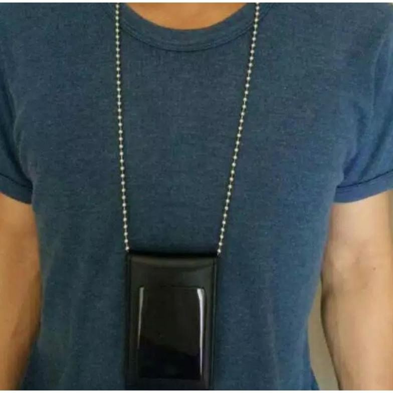 

JH8 Name Tag ID Card Holder plus kalung rantai glossy