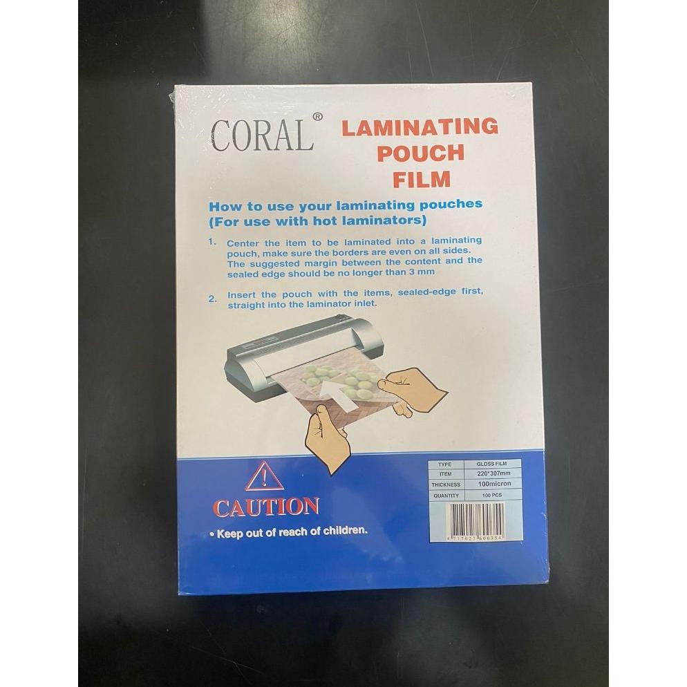 

JH8 CORAL LAMINATING A4 GLOSY / 100 MICRON / UKURAN 220 X 307mm/ 100 SHETS