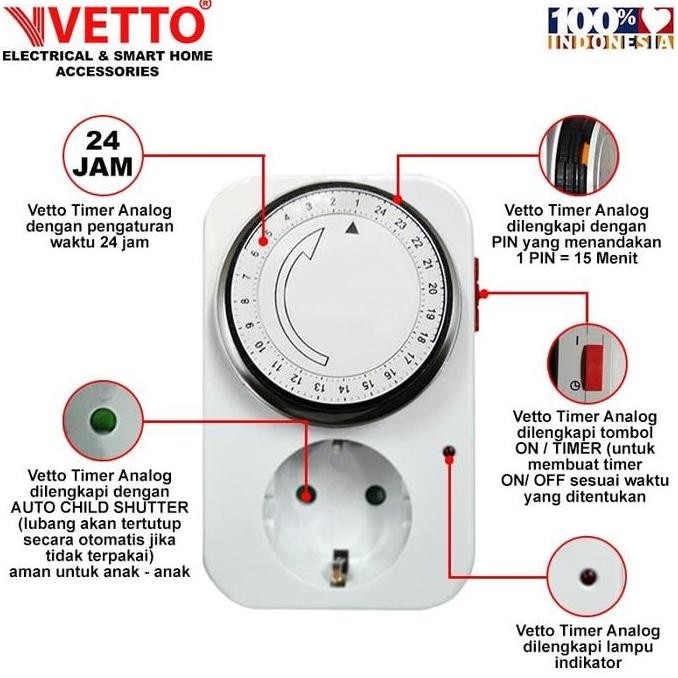 Vetto Stop Kontak Timer Analog - 24 Jam