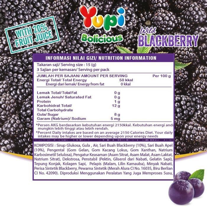 

Yupi Bolicious Blackberry Iwp 650 Gram Gratis Ongkir