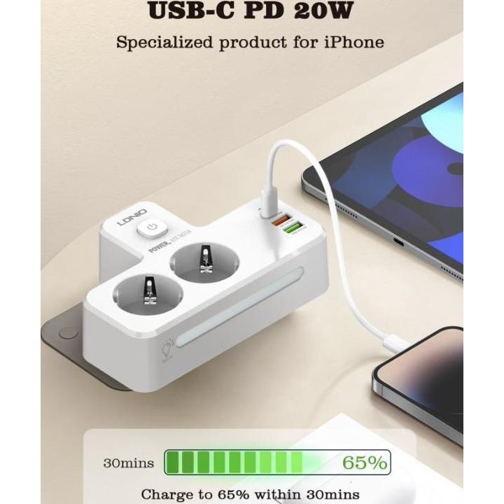 Stop Kontak Usb Tembok Ldnio 3 Lubang Port Power Strip Charger