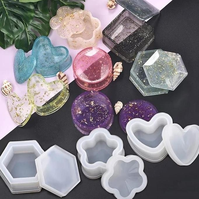 Cetakan Silikon Resin Storage Box Tutup 3D Epoxy Mold