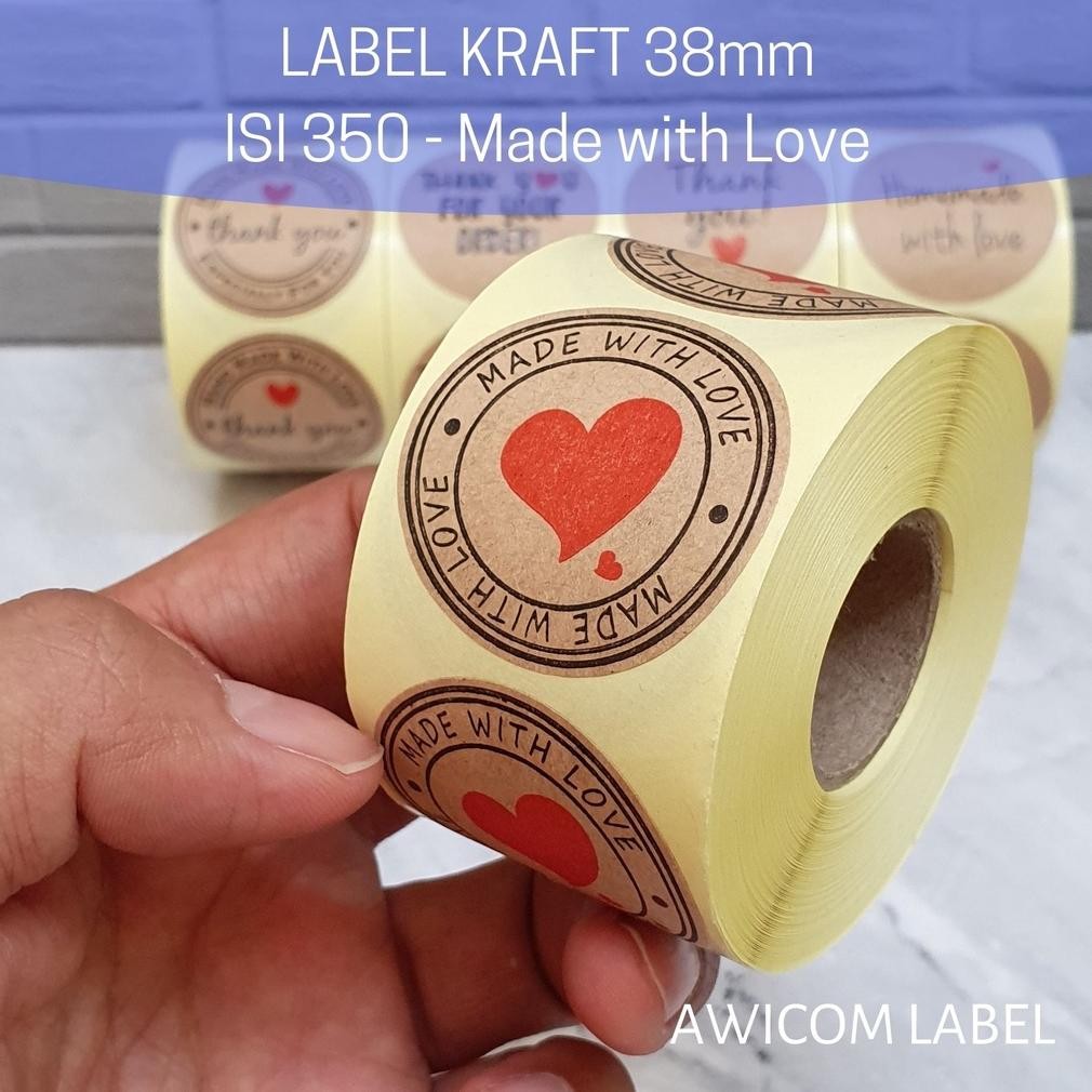 

JH8 350 PCS (1 ROLL) Stiker Label Thank You Homemade Handmade 38mm