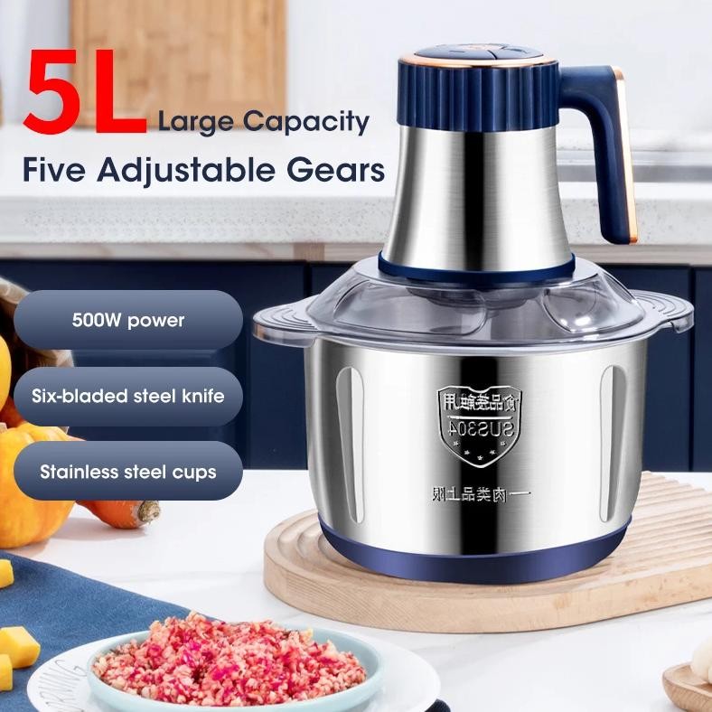 5L Electric Meat Grinders 304 Stainless Steel Food Crusher Multifunctional Vegetable Slicer Chopper 