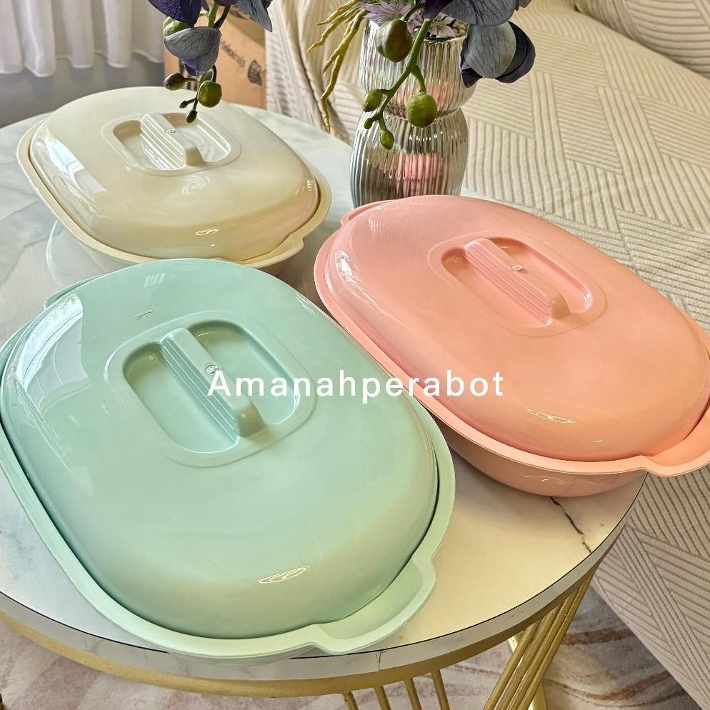 HJK 3pcs Wadah Sayur Set+Tutup Basi Marjan Clio Oval Jumbo Tebal Baskom Sayur + Tutup Aestetic