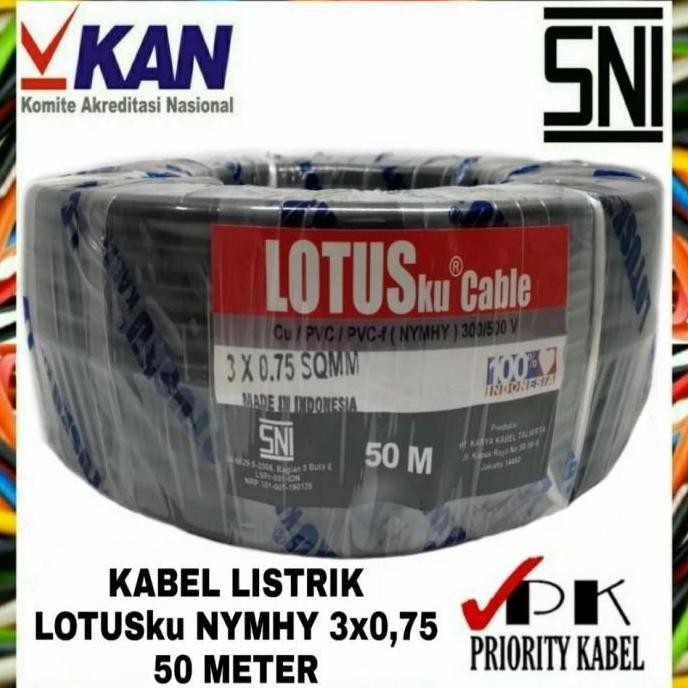 Kabel Listrik Serabut Lotusku Nymhy 3X0,75 3X0.75 50 Meter (50M)