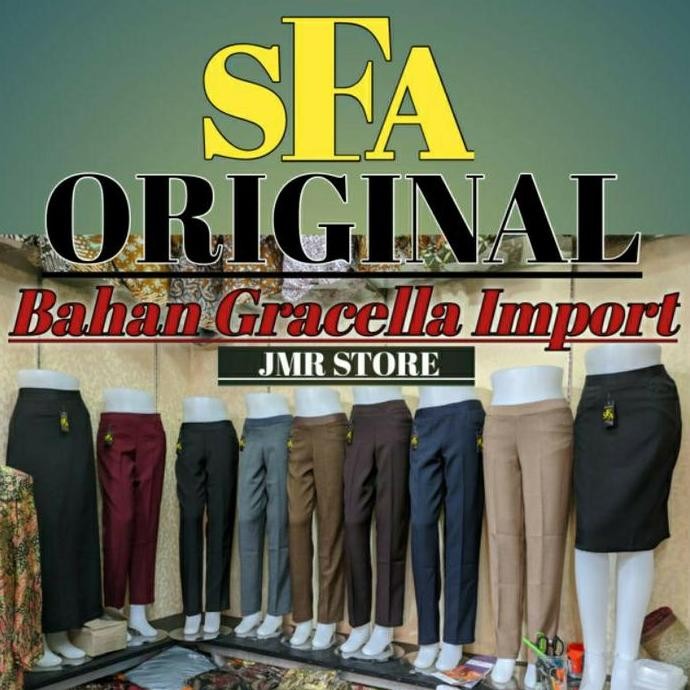 celana bahan celana kantor pinggang karet merk SFA
