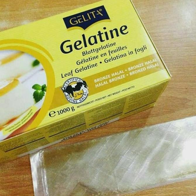 

Gelita Gelatine Sheet Halal 1Kg / Gelatin Lembaran Halal 1Kg (300Lmbr)