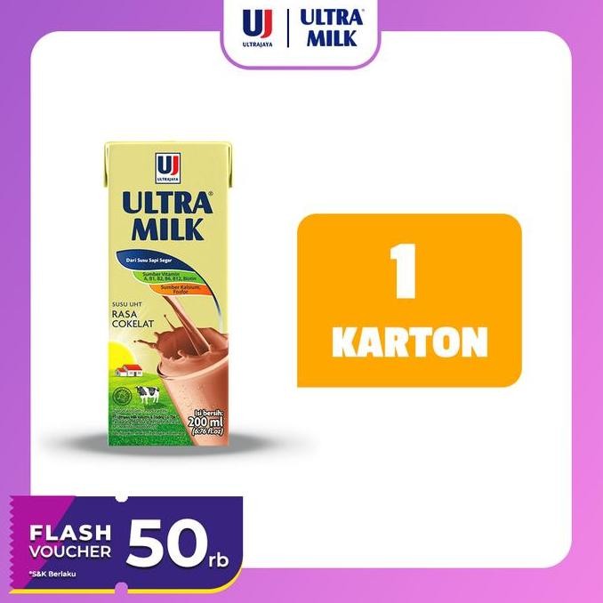 

Ultra Milk Susu Uht Chocolate 200Ml 1 Karton (24 Pcs)