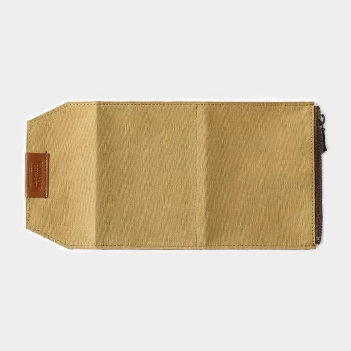 

Traveler'S Notebook Cotton Zipper Case Passport Size | Olive / Beige / Tea | Travelers Factory Papercloth Wallet | Ready Stock