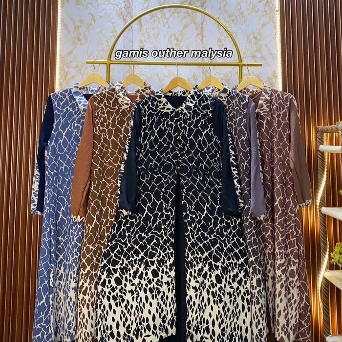 Efs Gamis Cringcle Outer Motif Import Busui Frendly Lengan Balon Sleting Depan Iner Dan Outher Terpi