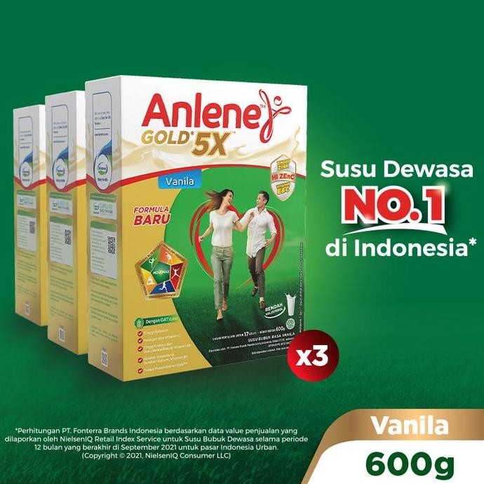 

Anlene Gold 5X Susu Bubuk Dewasa Vanila 3 X 600G - Tulang & Sendi
