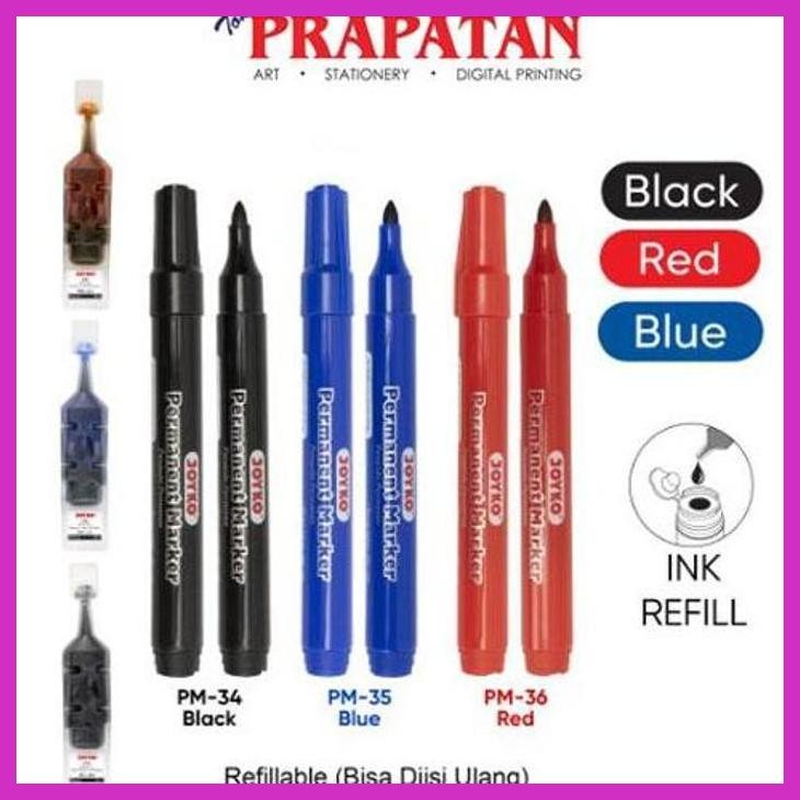 

( SEKOLAH / LUKIS ) COD JOYKO PERMANENT MARKER SPIDOL PERMANEN ROUND TIP REFILLABLE (SENI / MENGGAMBAR / ART / KERAJINAN ) GOOD QUALITY