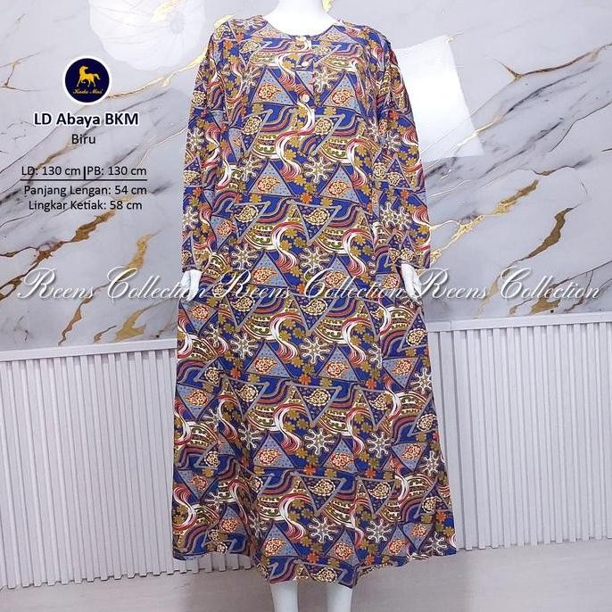 Batik Kuda Mas Longdress Abaya Jumbo Ld-130Cm | Daster Lengan Panjang Semata Kaki 3 Kancing Depan Bu
