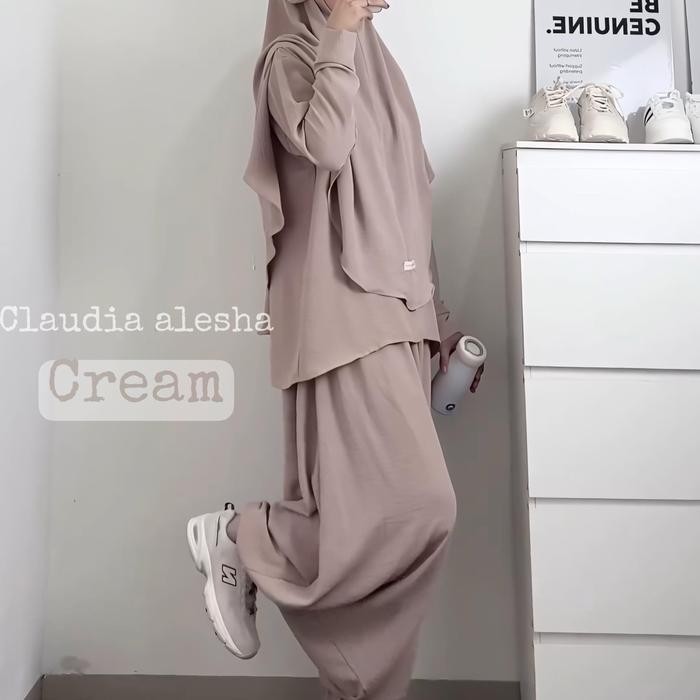 Set SyarI Olahraga + Hijab Kekinian Size M L Xl Xxl Bahan Cotton Crincle Airflow Adem Jatuh Lembut P