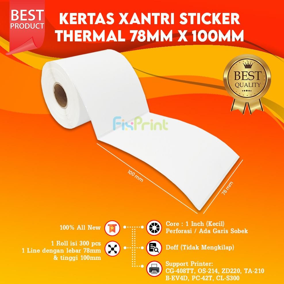 

JH8 Kertas Resi Label Thermall Barcode 78x100 100x100 100x150 Thermal Xantri Stiker Thermal Sticker berbagai ukuran Resi Marketplace Shopee JNE JNT Online shop 250 pcs, 300 pcs, 500 pcs