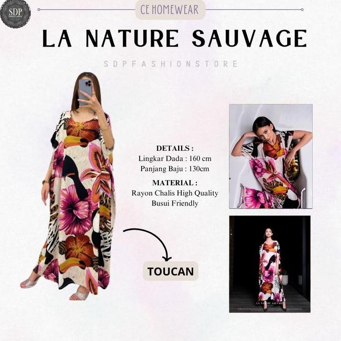 Daster/ Dress Toucan - La Nature Sauvage - Rayon Busui Panjang [Ce Homewear]
