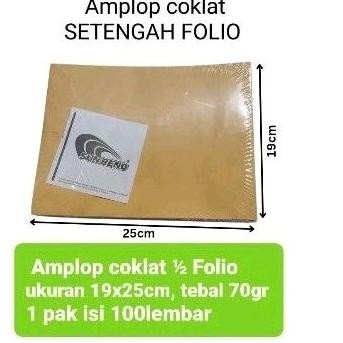 

JH8 Amplop Coklat FOLIO (19x25cm) merk SUNRENO 1pak isi 100 lembar.