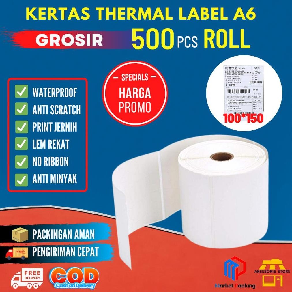 

JH8 LABEL THERMAL 100X150 ROLL STICKER BARCODE A6