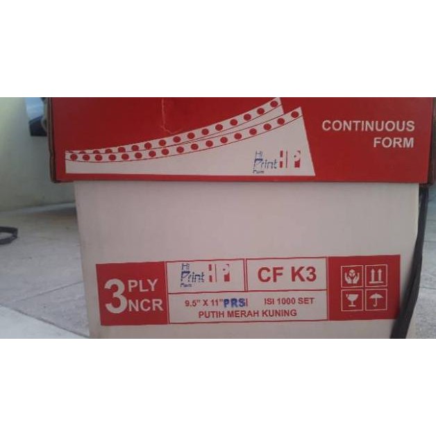 

JH8 CONTINUOUS FORM 9.5 X 11/2 3 PLY PRS HI PRINT (ISI 2000 SHEETS) - Ukuran dibagi 2