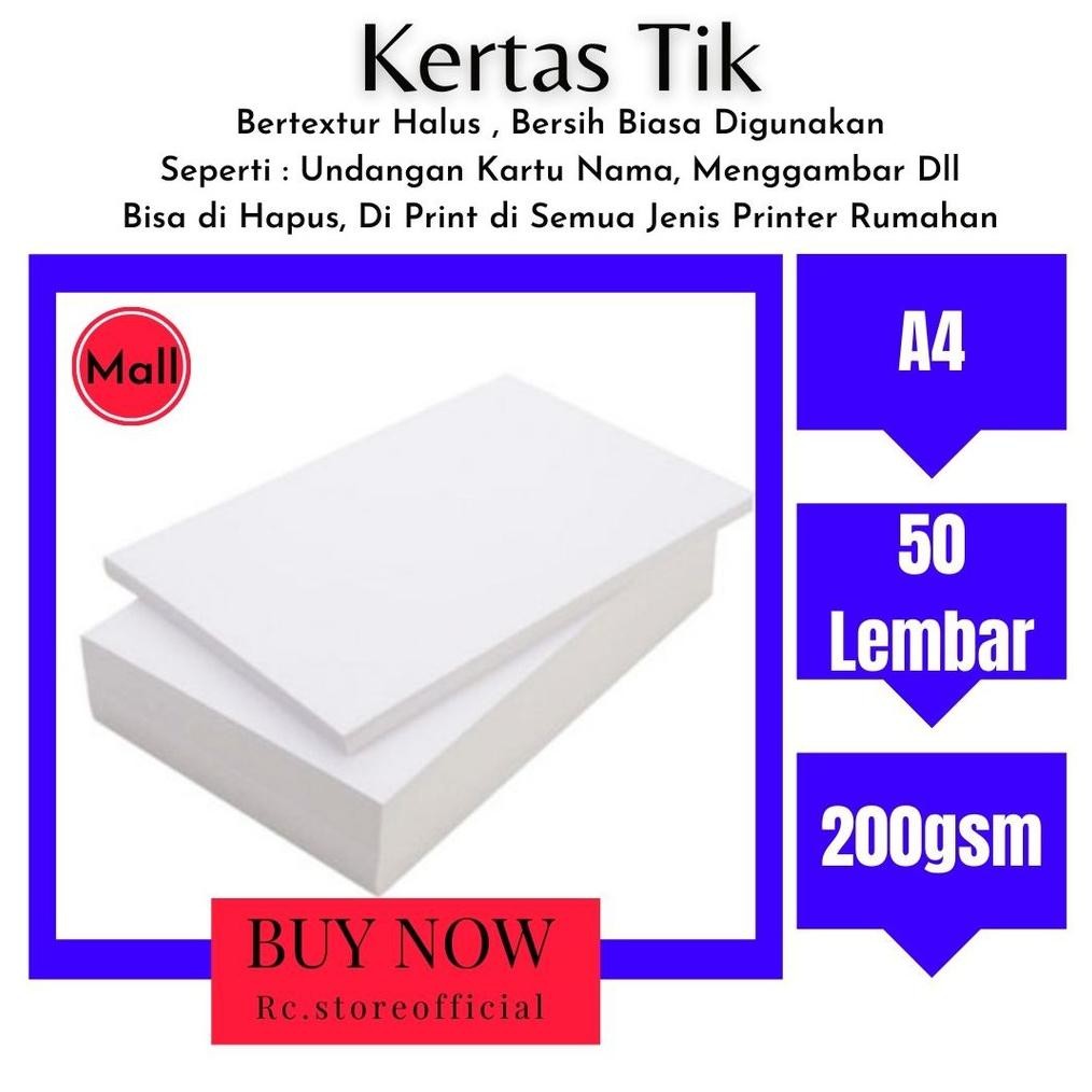 

JH8 [ 50 Lembar A4 Tik hight quality ] KertasTik 200gsm