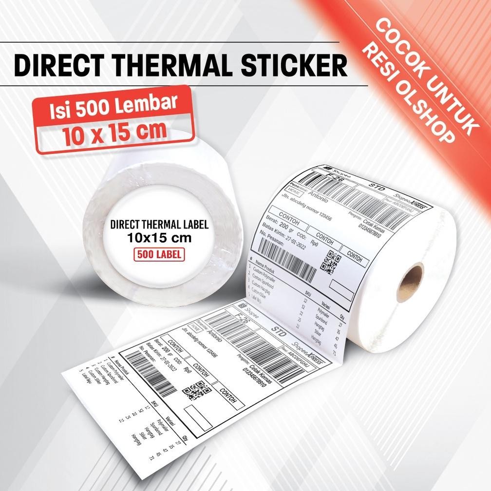 

JH8 Kertas Thermal 100x150 mm isi 500 Pcs/ Label barcode Sheet Roll A6 /Resi Thermal Olshop 10x15 cm