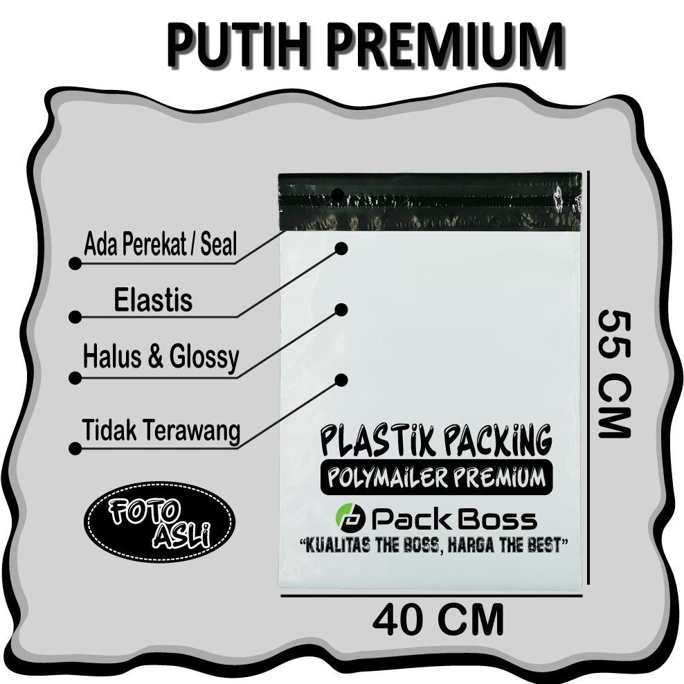 

JH8 POLYMAILER PUTIH PREMIUM 40X55 ISI 100 * TEKSTUR HALUS * PUTIH BENERAN * TEBAL * BAHAN ORIGINAL