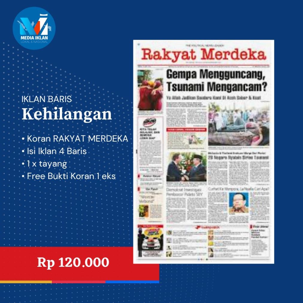 JH8 IKLAN KORAN KEHILANGAN BPKB STNK AJB SHM 1 MEDIA