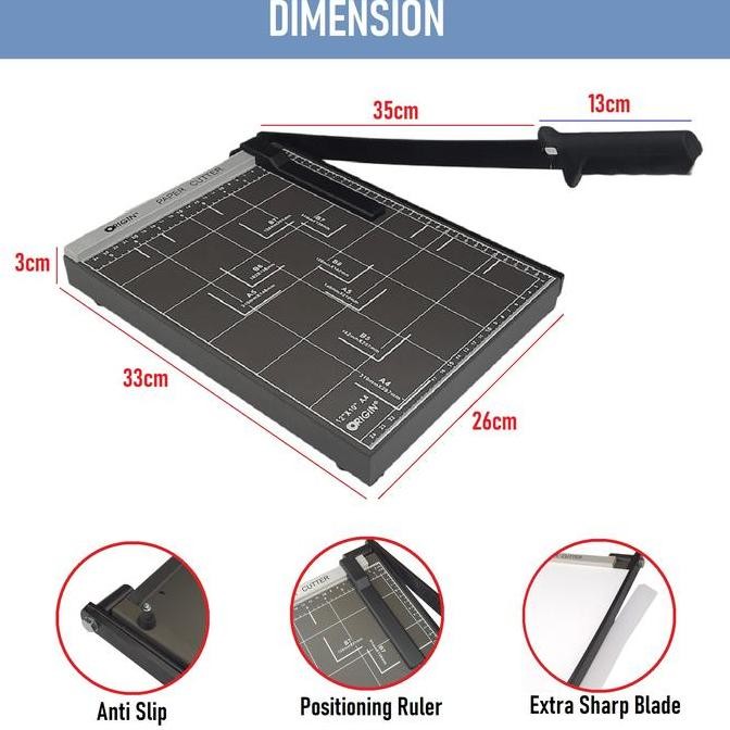 

ready !!! Pemotong Kertas / Paper Cutter Origin A4R Dark Grey