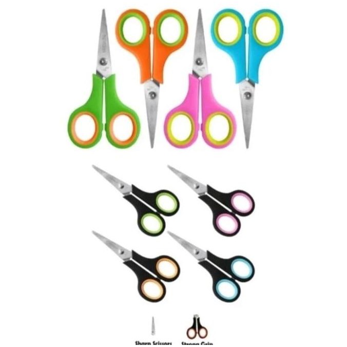 

ready !!! Gunting Renteng isi 12 pcs Murah 4 inch Stainles Stell Pacman / Ladypop / LINKO