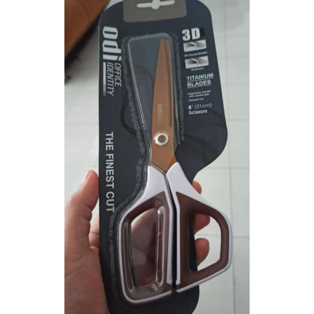 

ready !!! Odi 21 Cm Gunting 3d Curved Blade Titanium - Putih/Cokelat