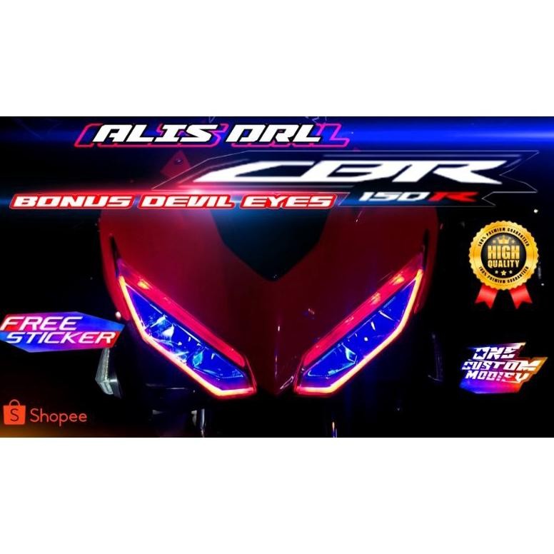 LAMPU LED ALIS DRL CBR 150 R BONUS DEVIL EYES LAMPU DEPAN SENJA MOTOR VARIASI ONE CUSTOM MODIFY