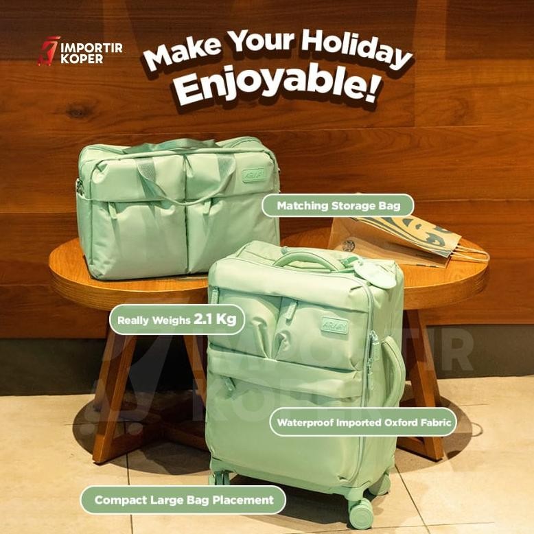 Importir Koper Airway Two Pocket Size Kabin Kain Nylon Silent Wheel Ringan