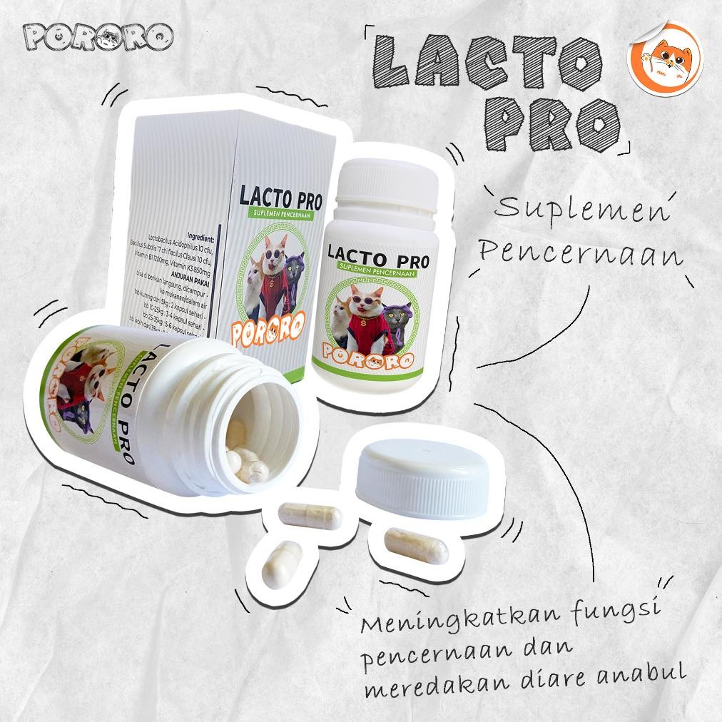 PORORO Vitamin Suplemen Pencernaan Kucing Lacto Pro 50 Capsules AST