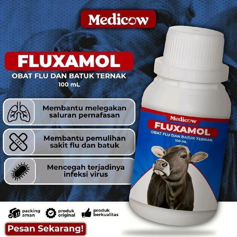 Fluxamol obat batuk pilek sapi kambing 100ml | obat sakit sapi | obat sakit kambing | obat flu sapi 