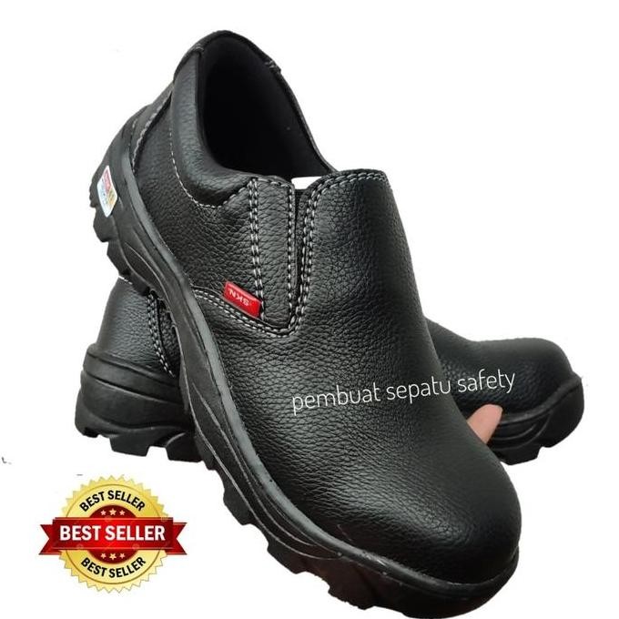 TGR Sepatu Safety Slip On King Skn Ujung Besi Anti Slip Tidak Licin Kerja Hotel Kantor Dapur Pom Ben